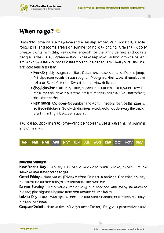 example page 3 from our offline Travel Guide for São Tomé and Príncipe